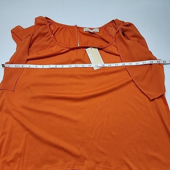 MICHAEL Michael Kors Orange Flutter Sleeve Top Womens PM Petite Med NWT Flawed - Picture 11 of 14
